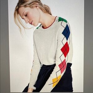 Boden Penny Sweater in Silver Melange Argyle